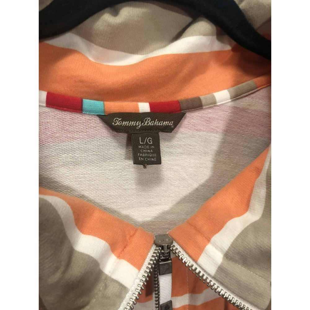Tommy Bahama Women's Multi Striped Full Zip Sweatshirt Jacket w/Pockets - Size L - Picture 2 of 8